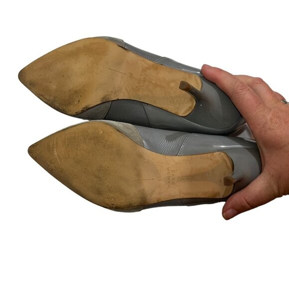 Zara heels Women's 37 US 6.5 gray suede pointy toe - Picture 7 of 11